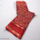 Silk Printed Saree for Women, Red 