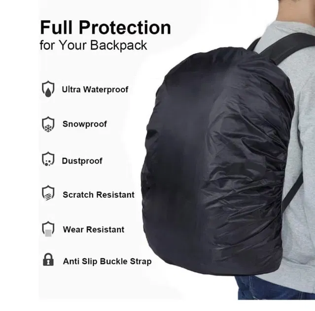Waterproof Rain Cover for Backpack Rainproof Dust Proof Protector Elastic Adjustable for Trekking & Laptop, School Bag (Pack of 1)