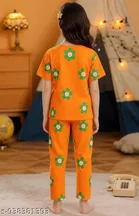 Cotton Blend Night Suit for Girls 