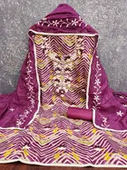 Chanderi Cotton Embroidered Unstitched Suit Fabric, Purple