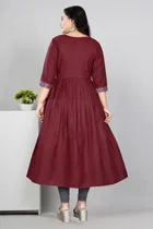 Zari Embroidered Cotton Blend Anarkali Kurti for Women 