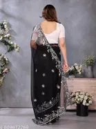 Shining Net Embroidered Saree for Women 