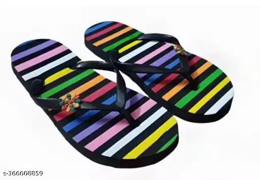 Striped Slippers for Women (Multicolour, 8)