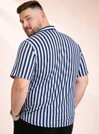 Cotton Blend Striper Shirt for Men, Blue 