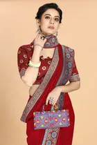 Vichitra Embroidery Saree for Women 