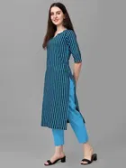 Women Cotton Blend Striped Kurta 