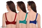 Cotton Blend Solid Bra for Women & Girls, Multicolour, Pack of 3 