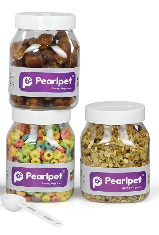 PearlPet Space Saver with Spoon 200gm (White, Pack of 3)