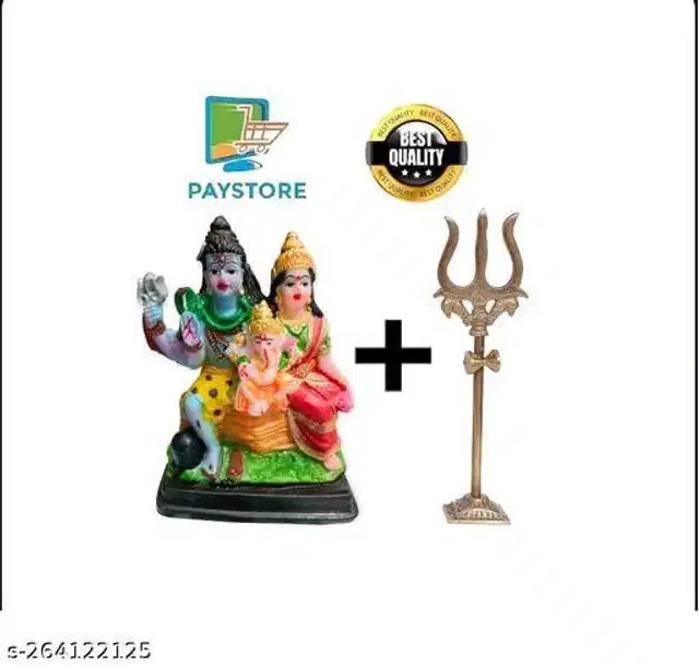 Trishul with Shiv Pariwar Showpieces (Multicolor, Set of 2)