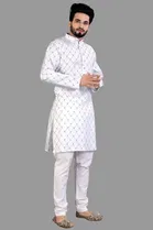 Cotton Blend Printed Kurta for Men 