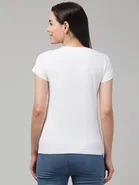 Cotton Blend Printed T-shirt for Women, White 