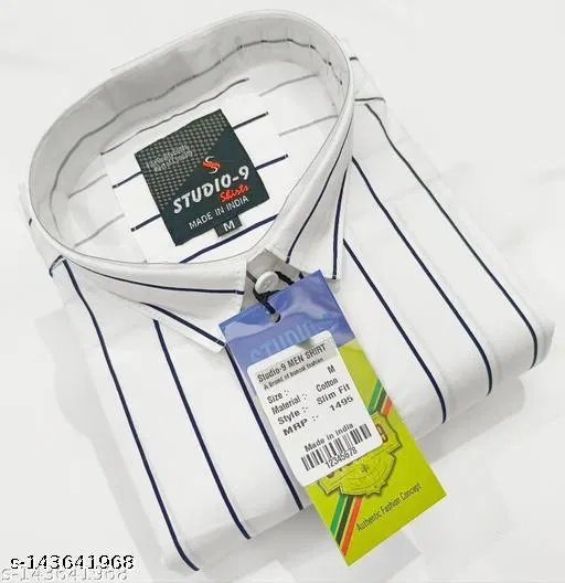 Cotton Blend Checked Shirt for Men, White (L) Pack of 1