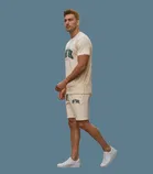 Polyester Printed Co-Ord Set for Men, Beige 