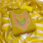 Vichitra Silk Embroidered Unstitched Suit Fabric, Yellow