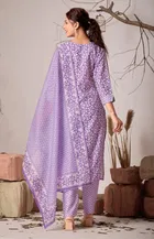 Cotton Printed Kurta with Pant & Dupatta for Women 