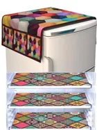 Knit Printed Fridge 3 Pcs Mat with Top Cover 