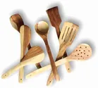 Wooden Utensils Set for Kitchen (Brown, Set of 7)