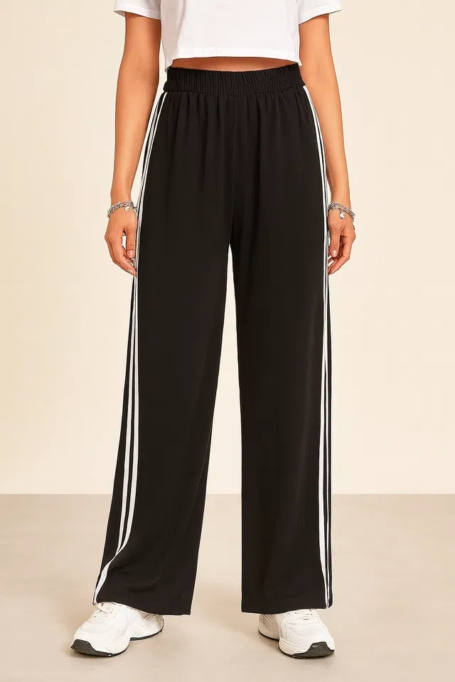 Poly Twill Straight Trouser / Pant for Women (Black, XXL)