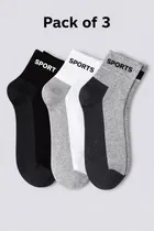 Cotton Blend Printed Socks for Men, Multicolor, Set of 3