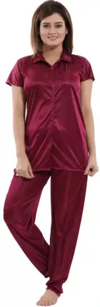 Satin Solid Night Suit for Women 