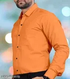 Cotton Blend Solid Shirt for Men, Orange 