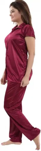 Satin Solid Night Suit for Women 