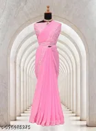 Art Silk Embroidered Saree For Women, Pink