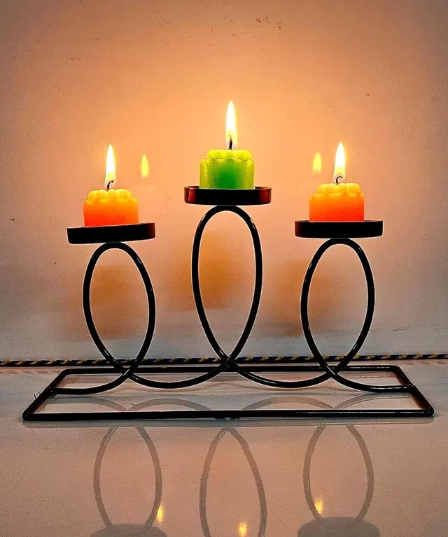 Metal Decorative Moroccan-Style Candle Holder (Black, Pack of 1)