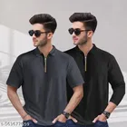 Cotton Blend T-shirt for Men, Black & Grey, Pack of 2 