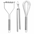 Oc9 स्टेनलेस स्टील पोटैटो मेशर & एग व्हिस्क & रोटी चिमटा फॉर किचन टूल सेट 
