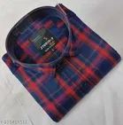 Cotton Blend Checked Shirt for Men, Red 