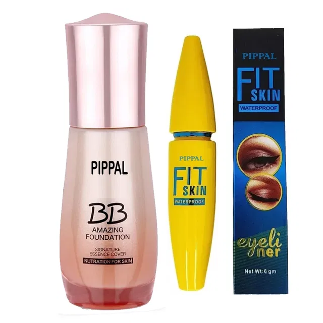 Pippal B.B. Amazing Foundation (60 ml) with Fit Skin Waterproof Eyeliner (6 ml) (Set of 2)