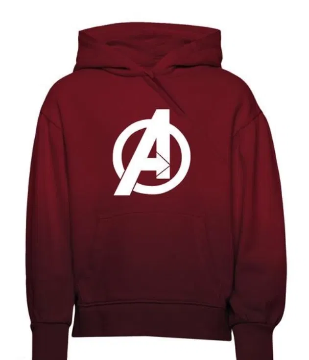 Light Fleece Printed Hoodie for Kids (Maroon, 2- 4 Years)