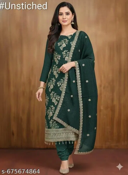 Embroidered Punjabi/All Over Suits for Women (Multicolor, 6.45 meter (XL)