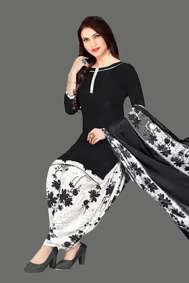 Unstitched Dress Material for Women & Girls (Black)