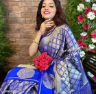 Litchi Silk Zari Woven Saree for Women, Blue 