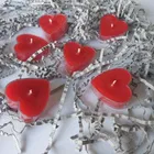 Heart Shaped Unscented Candles (Red, Pack of 6)