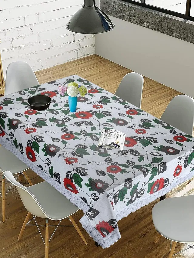 PVC Printed 4 Seaters Table Cover (Multicolor, 40x60 inches)