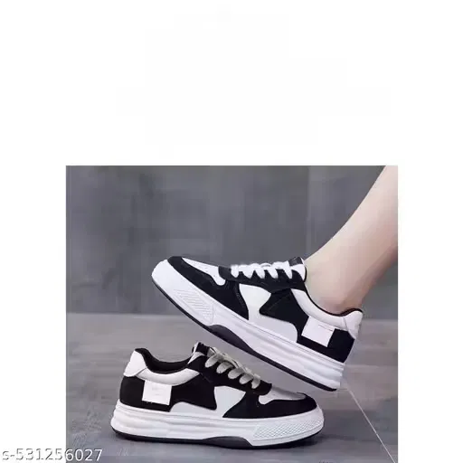 Sports Shoes for Women (Black & White, 8)