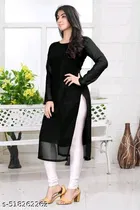 Georgette kurti for Women,  Black  