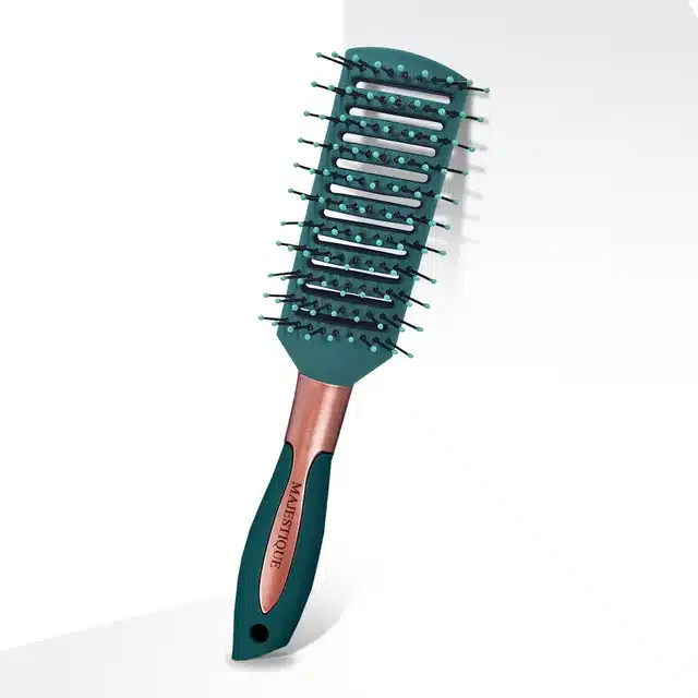 Majestique Vented Hair Brush for Blow Drying, Long Short, Thin, Thick, Dry Or Wet Hair (Velvet Green, Pack of 1) (B-59)