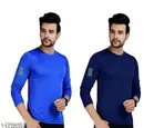 Round Neck Solid T-Shirt for Men (Royal Blue & Navy Blue, S) (Pack of 2)
