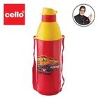 CELLO Puro Junior 600 Hot Wheel Print Plastic Water Bottle 470ml, Red & Yellow