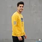 Fleece Printed Sweatshirt for Men, Yellow 
