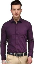 Cotton Blend Solid Full Sleeves Shirt for Men 