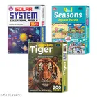 4 in 1 Seasons + Solar System + Jungle King Tiger | Set of 3 Educational Jigsaw Puzzle Games for Kids | Brain Development, Problem Solving, Early Learning, Montessori Learning Toys, Birthday Gift for Children, Homeschooling Activity Set