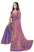 Satin Solid Saree for Women, Lavender 