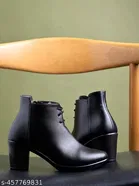 Solid Black Synthetic Womens Boots 
