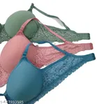 Cotton Blend Bra for Women, Multicolour, Pack of 3 