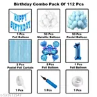 Prince Theme 1st Happy Birthday Decoration Items For Girls, Multicolor, Pack of 112